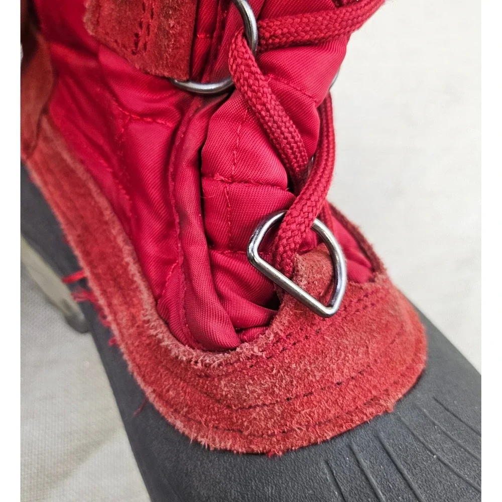 Kamik Scarlet Waterproof Insulated Winter Snow Boots Red Fur Trim Kids Sz 1 READ